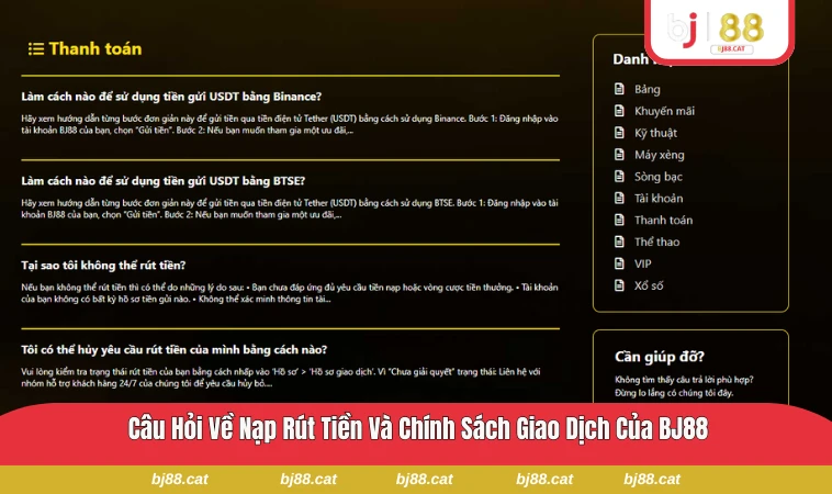 Quá trình thực hiện nạp và rút tiền tại BJ88 đơn giản, nhanh gọn
