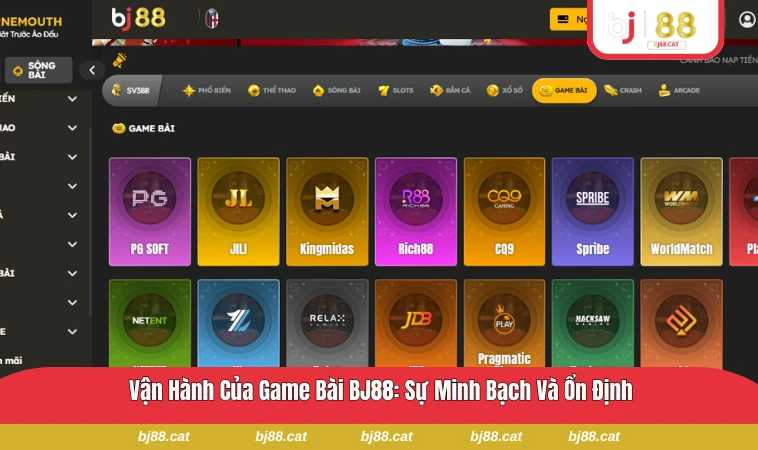 Giao diện trực tiếp một ván game bài tại BJ88 đang diễn ra