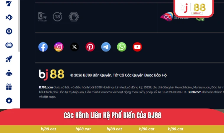 Các phương thức liên hệ của BJ88 (chat, email, hotline)