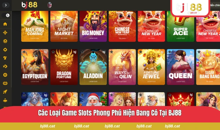 Slots BJ88 2 Đa dạng các loại game slot với đồ họa bắt mắt và nhiều chủ đề khác nhau
