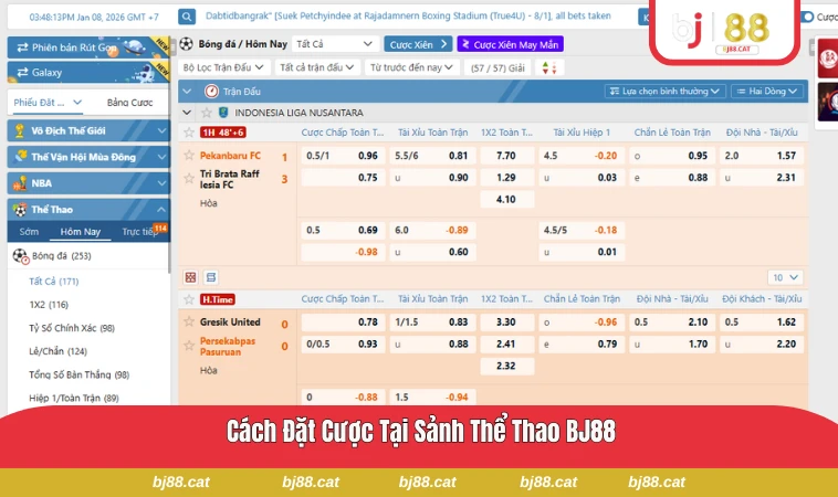 Hướng dẫn người chơi đặt cược tại sảnh thể thao của BJ88